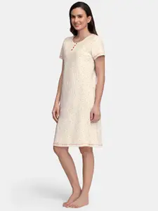 Amante Off White Printed Nightdress