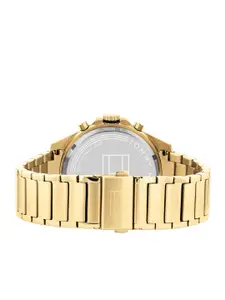 Tommy Hilfiger Men Black Dial & Multicoloured Stainless Steel Bracelet Style Straps Analogue Watch