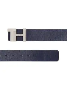 Tommy Hilfiger Men Navy Blue & Tan Brown Textured Leather Belt