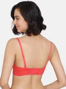 Zivame Red Floral Bra Underwired Medium Coverage T-shirt Bra