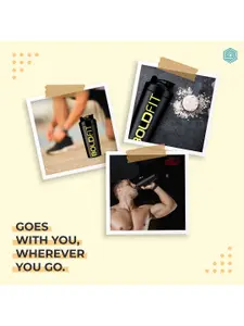 BOLDFIT Unisex Black & Gold Printed Protein Shake Sipper Bottle 700ml
