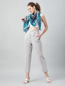 Athena Women Blue & White Tie and Dye Printed Scarf