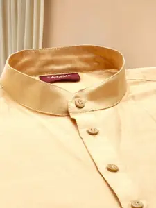 TATTVA Men Beige Solid Cotton Kurta