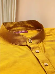 TATTVA Men Mustard Yellow Solid Cotton Kurta