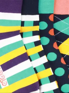 Bonjour Men Multicolored Pack of 4 Ankle Length Socks