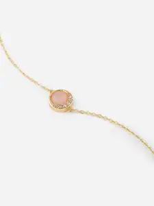 MINUTIAE Women Gold-Plated & Pink Brass Onyx Bracelet