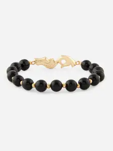 MINUTIAE Women Black Brass Crystals Handcrafted Gold-Plated Charm Bracelet
