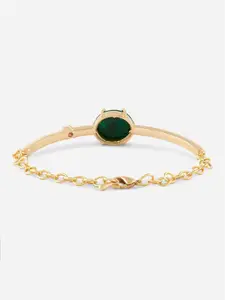 MINUTIAE Women Gold-Toned & Green Brass Agate Handcrafted Gold-Plated Link Bracelet