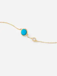 MINUTIAE Women 18K Gold-Plated & Blue Brass Turquoise Bead Charm Bracelet