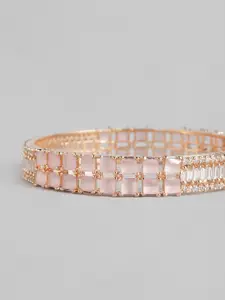 I Jewels Women Set Of 2 Rose Gold-Plated AD Studded Kada Bangle