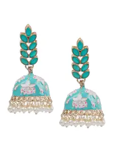 SOHI Pink & Blue Contemporary Jhumkas Earrings