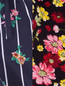 CUTECUMBER Girls Navy Blue Floral Printed Shorts