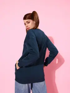 Harvard Women Elegant Navy Blue Printed Whipped for Varsity Sweatshirt