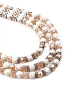 ODETTE Women Peach-Coloured & White Necklace