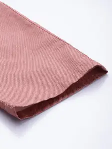 Allen Solly Men Pink Self Designed Mid Rise Regular Trousers