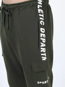 KETCH Men Olive Typography Printed Track Pants