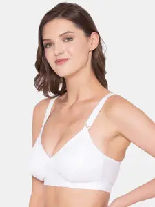 Souminie White Solid Plus Size Cotton Minimizer Bra