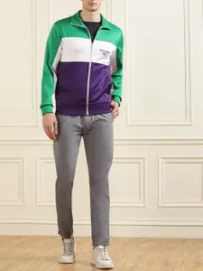 Polo Ralph Lauren Men Green & Blue Colourblocked Fleece Sporty Jacket