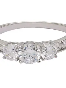 ANAYRA Women 925 Sterling Silver CZ Studded Finger Ring