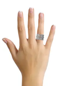 ANAYRA Women 925 Sterling Silver Studded Finger Ring