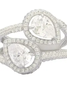 ANAYRA Women 925 Sterling Silver CZ Studded Finger Ring