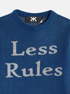Kook N Keech Teens Boys Blue & Grey Typography Printed Pullover