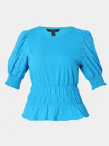Vero Moda Women Blue Cinched Waist Top