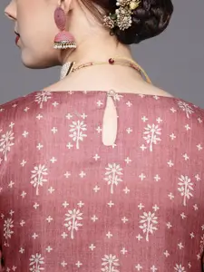Varanga Women Mauve & Cream-Coloured Ethnic Motifs Printed Kurta