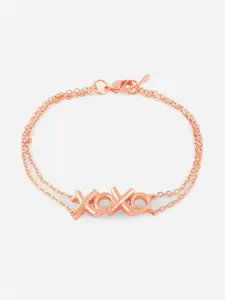 MINUTIAE Women Brass & Rose Gold-Plated Xoxo Charm Bracelet