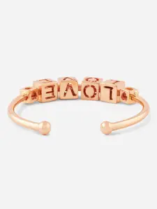 MINUTIAE Women 18K Rose Gold-Plated Anti-Tarnish Brass Cuff Bracelet