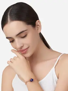MINUTIAE Women Rose Gold & Blue Brass Lapis Lazuli Rose Gold-Plated Link Bracelet