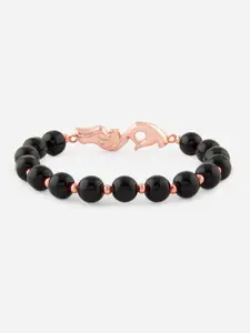 MINUTIAE Women Rose Gold & Black Brass Crystals Handcrafted Rose Gold-Plated Bracelet