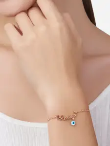 MINUTIAE Women Rose Gold Plated & White Brass Pearls Link Bracelet