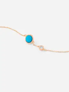 MINUTIAE Women Rose Gold & Blue Brass Turquoise Handcrafted Rose Gold-Plated Charm Bracelet