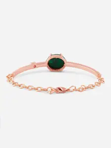 MINUTIAE Women Green Brass Agate Rose Gold-Plated Chain Bracelet