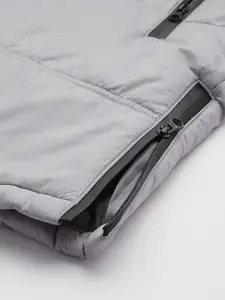 Sztori Plus Size Men Grey Longline Puffer Hooded Jacket