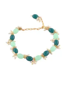 Zaveri Pearls Women Gold-Toned & Green Gold-Plated Link Bracelet