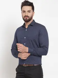 JAINISH Men's Navy Blue Comfort Printed Formal Shirt
