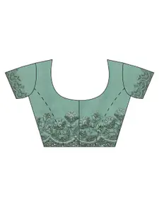 kasee Turquoise Blue Floral Embroidered Beads and Stones Art Silk Saree