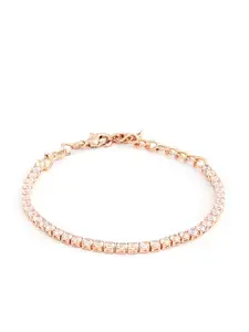 AMI Rose Gold & White Brass Cubic Zirconia Rose Gold-Plated Wraparound Bracelet