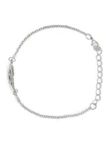 EL REGALO  Silver-Toned & White Stone Studded Charm Bracelet