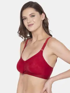 Souminie Red & Red Solid Seamless Bra