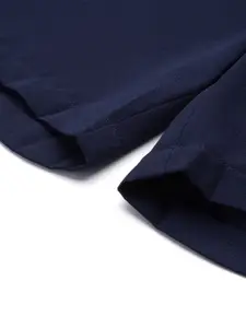 Chemistry Women Navy Blue Solid Woven Shorts