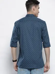Nautica Men Navy Blue Slim Fit Geometric Printed Casual Shirt