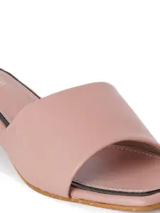 SCENTRA Pink Colourblocked Block Pumps with Buckles