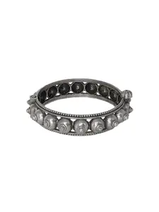 TEEJH Women Silver-Toned Brass Oxidised Kada Bracelet