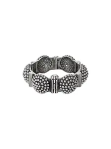 TEEJH Women Silver-Toned Oxidised Bangle-Style Bracelet