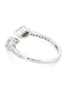 March by FableStreet 925 Sterling Silver Rhodium-Plated Pear CZ-Studded Finger Ring