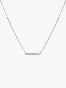 March by FableStreet 925 Sterling Silver Rhodium-Plated CZ Studded Bar Necklace