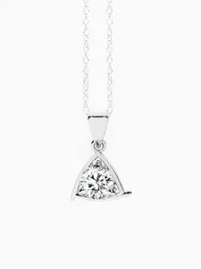 March by FableStreet 925 Sterling Silver Rhodium-Plated Traingular Zircon Necklace